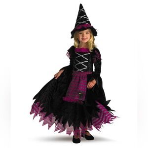 DISGUISE Child’s Size Large 4-6X Black & Purple Velvet Dress Halloween C…